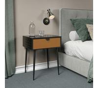 Core Products Options Jupiter Metal 1 Drawer Bedside Cabinet Copper Drawer With Black Handle Legs, Black