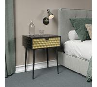 Core Products Options Jupiter Metal 1 Drawer Bedside Cabinet Gold Drawer With Black Handle And Legs, Black