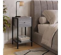 Core Products Kelly One Drawer Compact Bedside Cabinet With Metal Side Frame in Grey | Size: Medium Core Products Grey Medium
