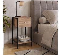 Core Products Kelly One Drawer Compact Bedside Cabinet With Metal Side Frame in Brown | Size: Medium Core Products Brown Medium