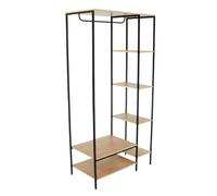 Core Products Kelly 5 Shelf Oak Effect Open Wardrobe - Size: 178 x 90 x 45cm - Oak & Black - Wilko