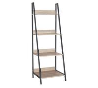 Core Products Loft Home Office Ladder Bookcase Unit with Oak Effect & Grey Metal Frames, Brown