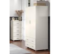 Lido 2 door 2 drawer low wardrobe - White
