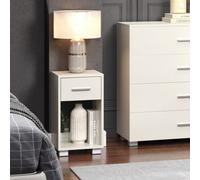 Lido Single Drawer White High Gloss Bedside Table - Wilko