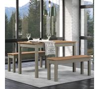 Core Products Grey Corona Linea Table And 2 Bench Dining Set, Grey