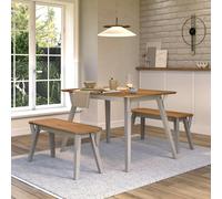 Core Products Linea 3-Piece Dining Set, Table & 2 Benches, Scandinavian Design - Grey Wax
