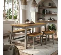 Core Products Linea 3-Piece Spacious Dining Set, Table & Two Benches - Black Wax