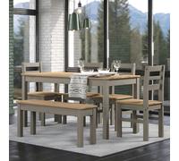 Core Products Grey Corona Large Linea Table, Bench And 4 Chair Set, Grey