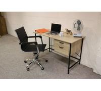 Core Products Loft Home Office 2 Drawer Desk with Oak Effect & Grey Metal Legs, Brown
