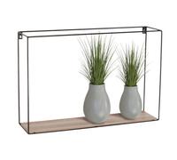 Core Products Loft Rectangular Display Wall Shelf - Black Metal And Wood Effect