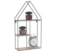 Core Products, Loft Wire House Shaped Display Wall Shelf - Black Metal Frame and Wood Effect