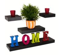 Core Products 4 Piece Narrow Hudson Wall Shelf Set - Matt Black, Black