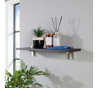 Core Products Modern Matte Black Wall Shelf - Lavant Slimline Shelf With Metal Brackets, 60Cm