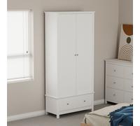 Core Products Nairn White 2 Door, 1 Drawer Wardrobe, White