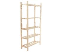 Core Products Narrow 5-Shelf Utility Rack Standing Unit | Solid Pine Wood Construction & Slatted Shelf Panels | Paintable & Stainable, DIY Friendly | Compact Storage for Garage, Hallway, Bedroom