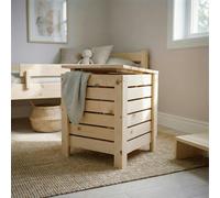 Core Products Narrow Slatted Storage Box with Lid, Pre-Sanded Pine