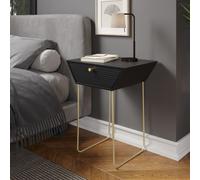 Core Products Options Apollo Metal 1 Drawer Bedside Cabinet - Black With Gold Handle And Legs 57.5 X 46 X 34.5Cm