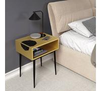 Core Products Options Galaxy Metal Bedside Table In Gold Effect With Black Legs - Modern Geometric Side Table 56 X 46 X 36Cm