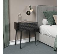 Core Products Options Saturn Metal 1 Drawer Bedside Cabinet - Black With Gold Handle And Tapered Legs 56.2 X 46 X 35.8Cm