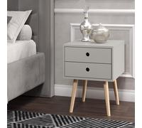 Options Scandia, 2 Drawer & Wood Legs Bedside Cabinet Core Products Grey One Size