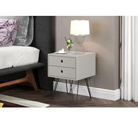 Core Products Options Grey Telford White & Metal 2 Drawer Bedside Cabinet Grey