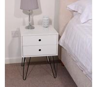 Core Products Options Telford, Metal Leg 2 Drawer Bedside Cabinet - H54cm x W40cm x D40cm in White Core Products White
