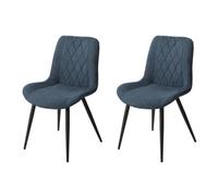 Core Products Aspen Diamond Stitch Blue Cord Fabric Dining Chair Black Tapered Legs Pair