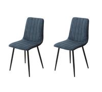 Core Products Aspen Straight Stitch Blue Cord Dining Chair Black Tapered Legs Pair, Blue