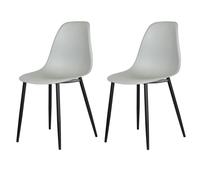 Core Products Aspen Curve Chair Light Grey Plastic Seat with Black Metal Legs Pair, Grey