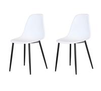 Aspen Curve Chair White Plastic Seat with Black Metal Legs Pair, White