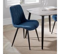 Core Products Pair of Aspen Diamond Stitch Fabric Dining Chairs With Black Tapered Legs in Blue Core Products Blue