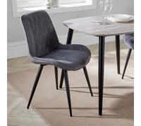 Core Products Pair of Aspen Diamond Stitch Fabric Dining Chairs With Black Tapered Legs in Grey Core Products Grey