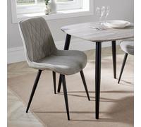 Core Products Pair of Aspen Diamond Stitch Fabric Dining Chairs With Black Tapered Legs in Light Grey Core Products Light Grey