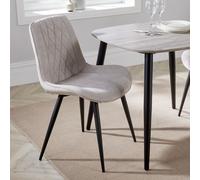 Core Products Pair of Aspen Diamond Stitch Fabric Dining Chairs With Black Tapered Legs in Natural Core Products Natural