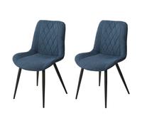 Core Products Pair of Aspen Diamond Stitch Fabric Dining Chairs with Tapered Legs in Blue | Size: 2 Pack Core Products Blue 2 Pack