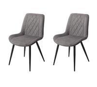 Core Products Pair of Aspen Diamond Stitch Fabric Dining Chairs with Tapered Legs in Grey | Size: 2 Pack Core Products Grey 2 Pack
