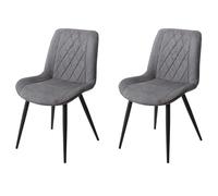 Core Products Aspen Diamond Stitch Grey Fabric Dining Chair Black Tapered Legs Pair