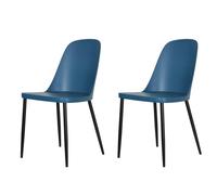 Core Products Aspen Duo Chair Blue Plastic Seat with Black Metal Legs Pair