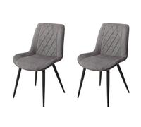 Aspen Dining Chairs Pair In Grey Diamond Stitch Fabric, Grey