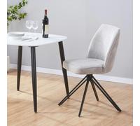 Pair Of Swivel Chairs, Green Cord Fabric & Black Metal Legs Core Products Grey One Size