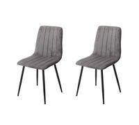 Core Products Pair of Aspen Straight Stitch Fabric Dining Chairs with Tapered Legs in Grey Core Products Grey