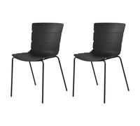 Core Products Pair of Bali Modern Dining Chairs, Contoured & Ribbed Seats - Black