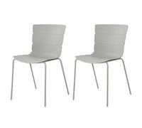 Core Products Pair of Bali Modern Dining Chairs, Contoured & Ribbed Seats - Light Grey