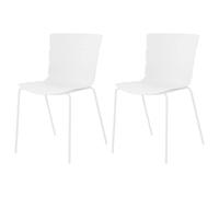 Core Products Pair of Bali Modern Dining Chairs, Contoured & Ribbed Seats - White