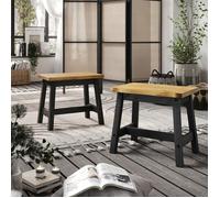 Grey Corona Pair of Live Edge Single Dining Bench Stools, Grey