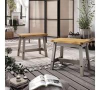 Core Products Pair Of Corona Grey Live Edge Single Dining Bench H45.5Cm X W52.5Cm