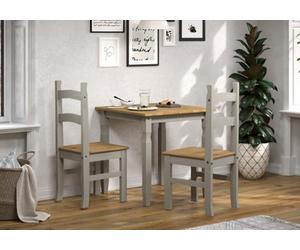 Core Products Pair Of Corona Grey Solid Pine Chairs, Grey Wax Finish With Antique Wax Seat H100.0Cm X W40.5Cm X D47.0Cm