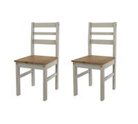 Core Products Pair Of Corona Linea Grey Ladder Back Chairs, Grey Wax Finish With Antique Wax Seat H90.5Cm X W40.5Cm X D43.0Cm