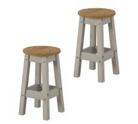 Core Products Pair of Corona Low Breakfast Stools - Wax Finish, Rustic Design in Grey Core Products Grey