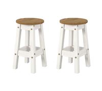 Core Products Pair of Corona Low Breakfast Stools - Wax Finish, Rustic Design in White Core Products White